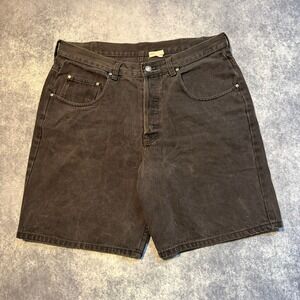 Vintage Brittania Mens Black Denim Jean Shorts Size 36 Faded Skater Baggy